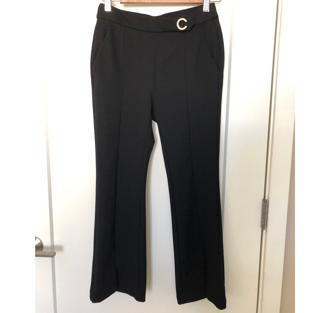 Slit-Front pants in black